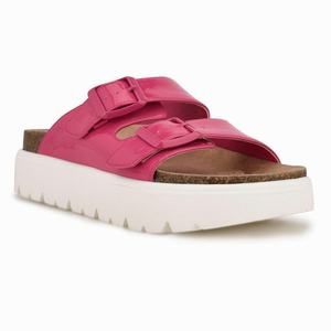 Nine West Simplee Platform Slides - Pink - Ireland (CA9016427)